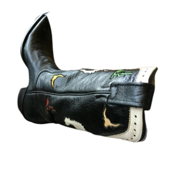 Larry Mahan Vintage Rare Rodeo Black White Red Cowgirl Cowboy Western Boots 7 B - Picture 11 of 16
